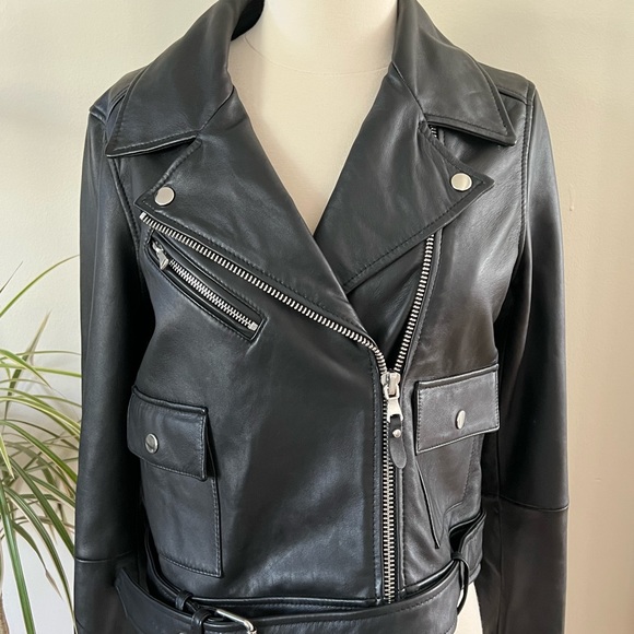 New PAIGE Demetra Leather Moto Jacket Black Size Small genuine leather - Picture 14 of 14